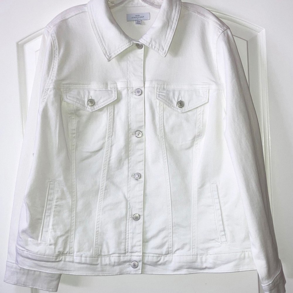 New Directions, White Denim Jacket, New, Never Worn, Size 2X